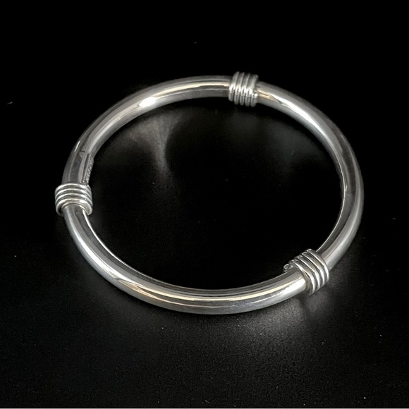 Vintage Taxco Mexico sterling silver bangle bracelet - Picture 4 of 9
